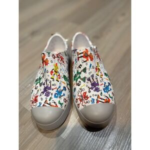 Native Jefferson Sugarlite Print Robuddies Robot Shoes White Grey J2 Kids NEW